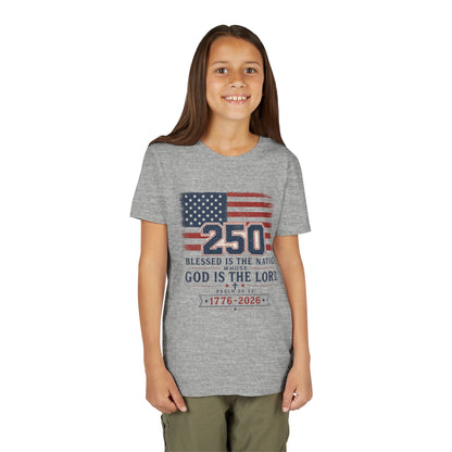 Youth Tee — 250th USA Celebration "Blessed Is the Nation" Patriotic T‑Shirt (1776–2026)