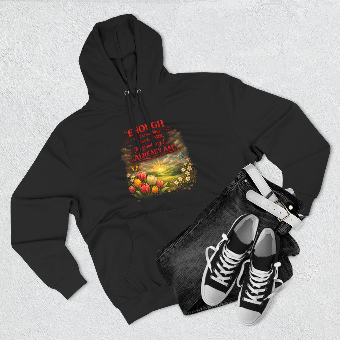 Christian Hoodie — Spiritual Scripture Floral Design ("Even Before He Made the World")