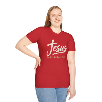 Jesus Script T‑Shirt — 'Jesus: The Way. The Truth. The Life.' Christian Faith Tee