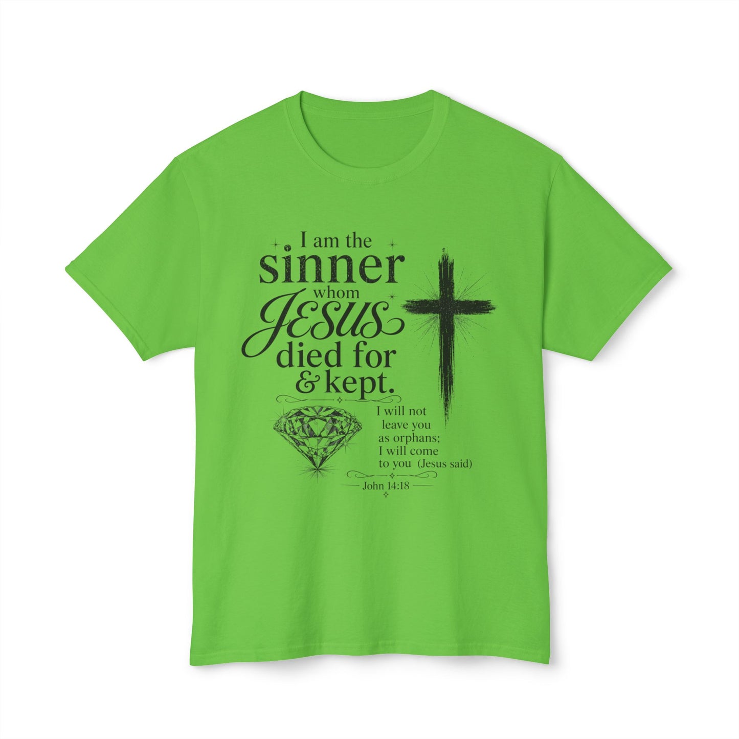 Christian Faith T-Shirt — "I am the sinner whom Jesus died for & kept" Pink Tee