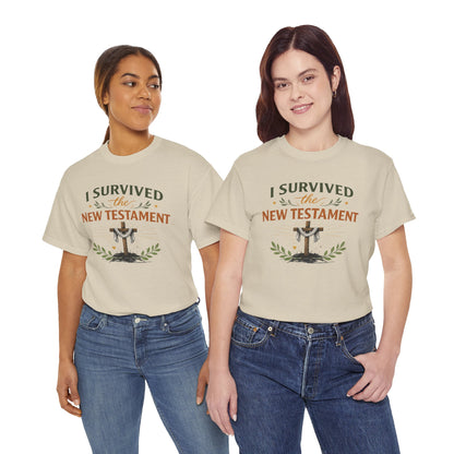 I Survived the New Testament T-Shirt — Christian Faith Cross Tee