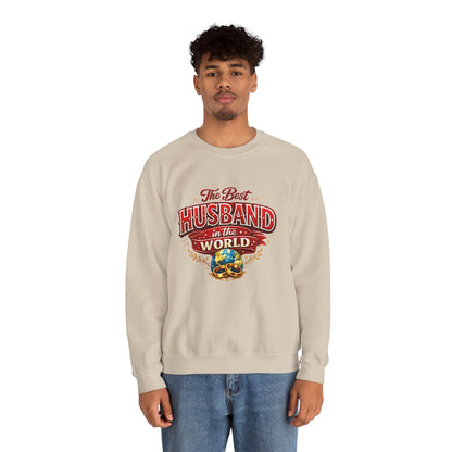 Crewneck Sweatshirt — "The Best Husband in the World" Vintage Globe Gift