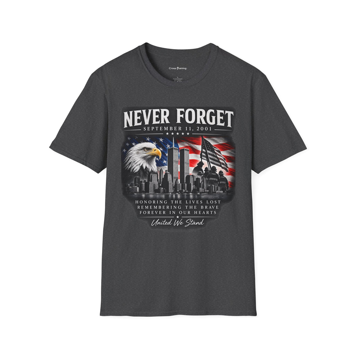 Never Forget 9/11 Memorial T-Shirt — American Flag & Eagle Tribute