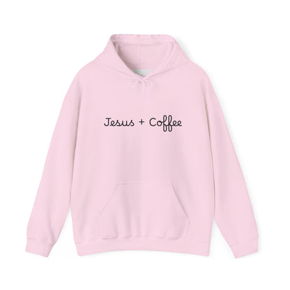 Jesus + Coffee Unisex Heavy Blend Hoodie, Inspirational Sweatshirt, Cozy Gift for Coffee Lovers, Faith-Based Apparel, Christian Hoodie