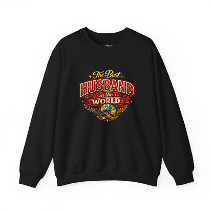 Crewneck Sweatshirt — "The Best Husband in the World" Vintage Globe Gift