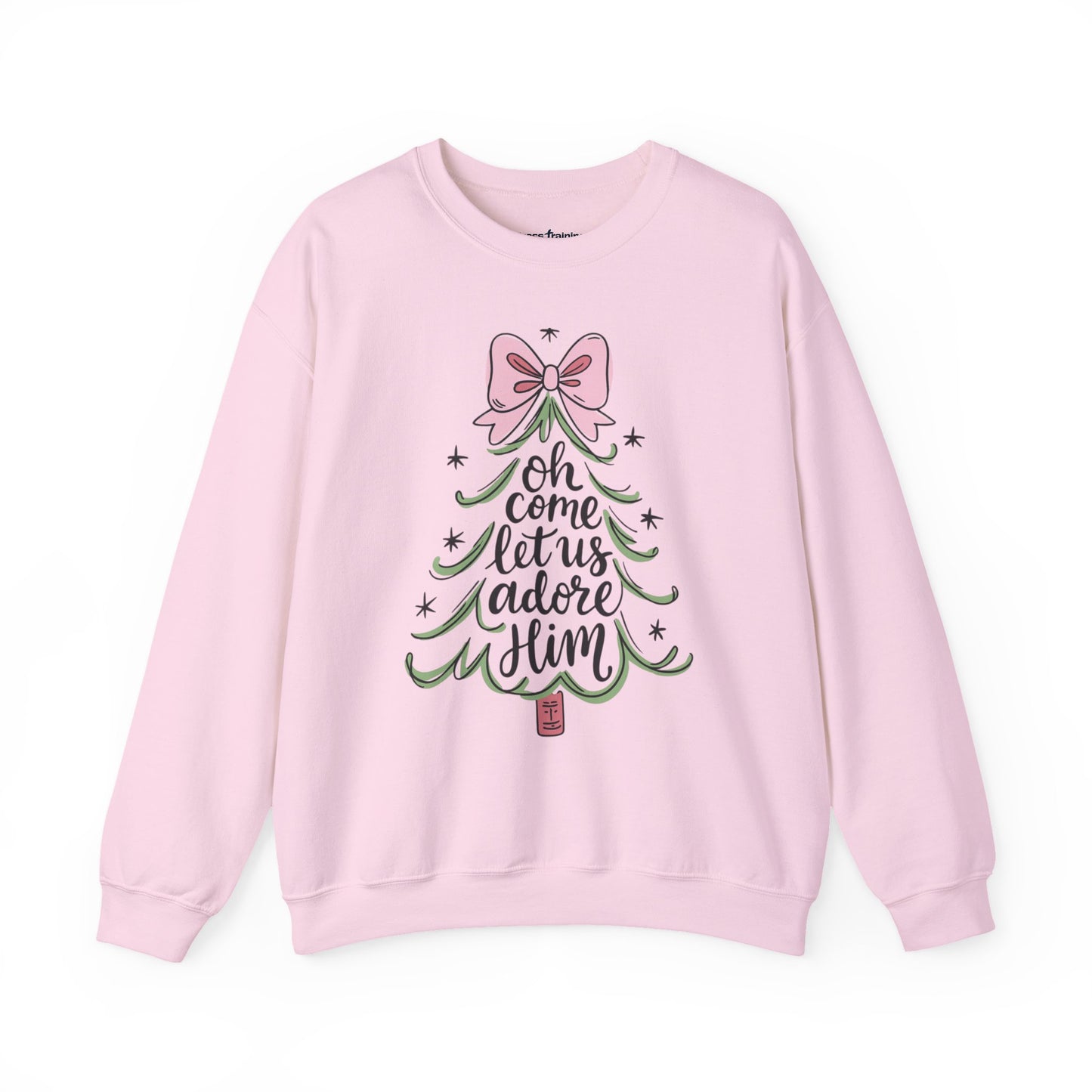 Christmas Tree Sweatshirt – “Oh Come Let Us Adore Him” Holiday Crewneck