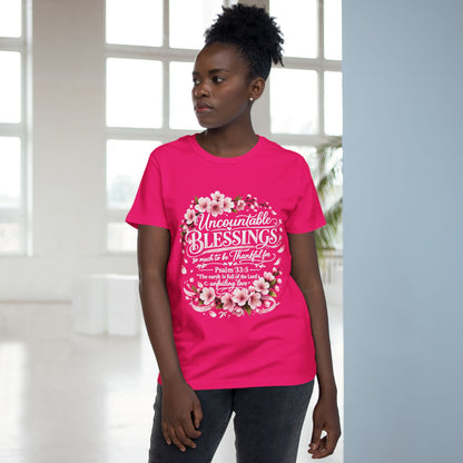 Uncountable Blessings Women’s Tee – Floral Psalm 33:5 Inspirational Shirt