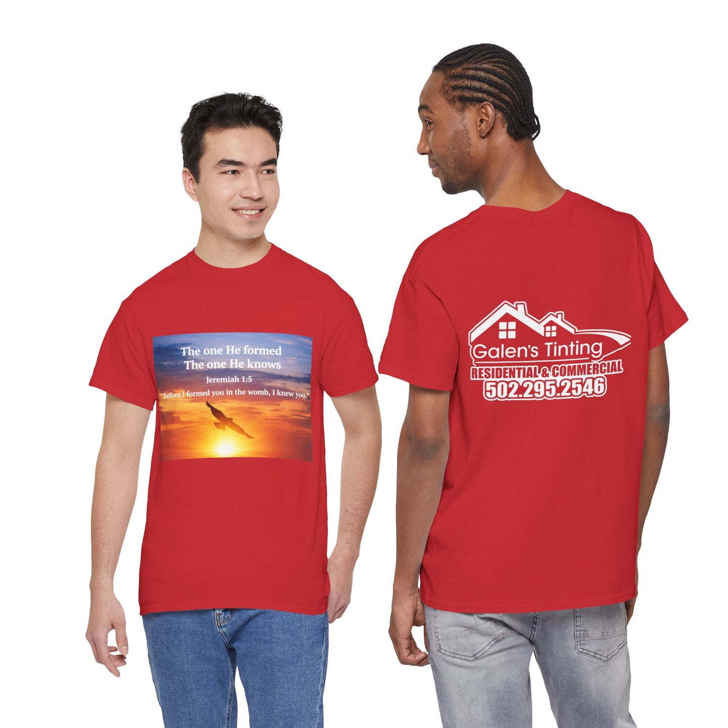 Christian Sunset T-Shirt — "Before I Formed You I Knew You" Scripture Tee
