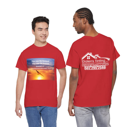 Christian Sunset T-Shirt — "Before I Formed You I Knew You" Scripture Tee