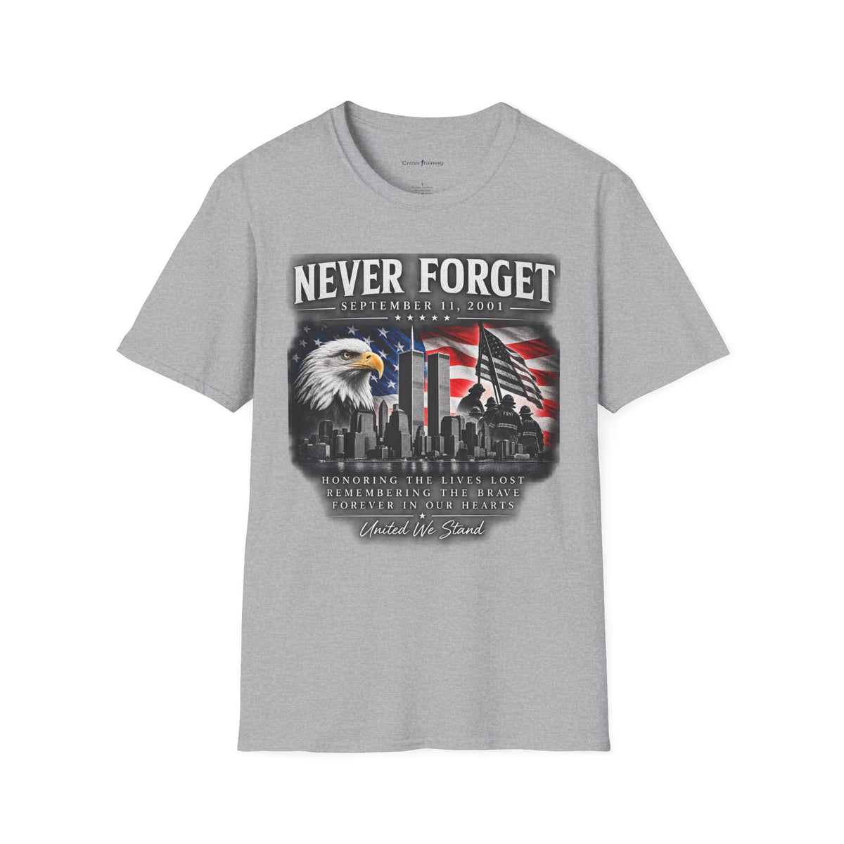 Never Forget 9/11 Memorial T-Shirt — American Flag & Eagle Tribute