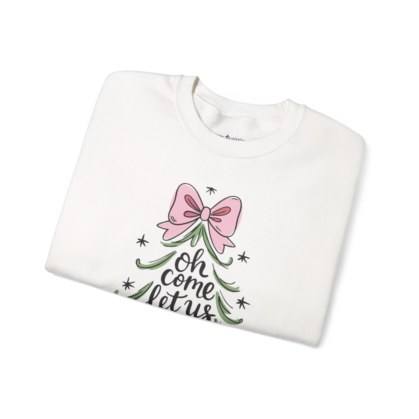 Christmas Tree Sweatshirt – “Oh Come Let Us Adore Him” Holiday Crewneck
