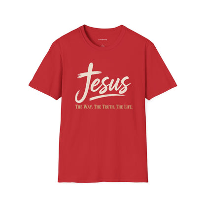Jesus Script T‑Shirt — 'Jesus: The Way. The Truth. The Life.' Christian Faith Tee