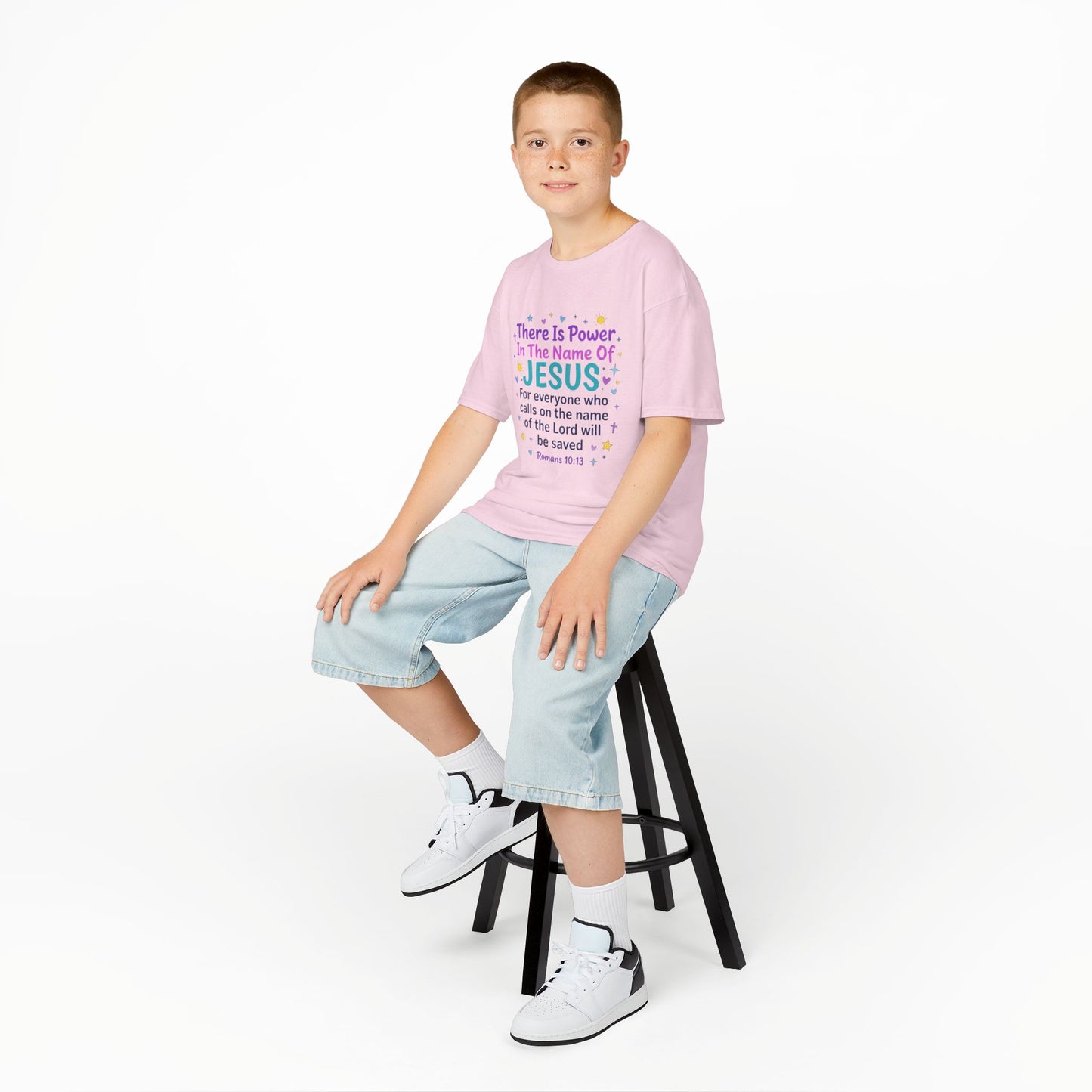 Kids T-Shirt - "There Is Power In The Name Of Jesus" Romans 10:13 Christian Tee
