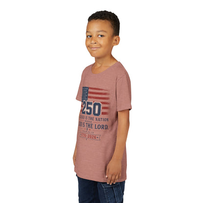 Youth Tee — 250th USA Celebration "Blessed Is the Nation" Patriotic T‑Shirt (1776–2026)