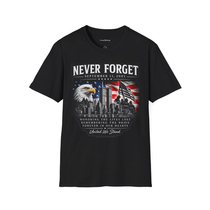 Never Forget 9/11 Memorial T-Shirt — American Flag & Eagle Tribute