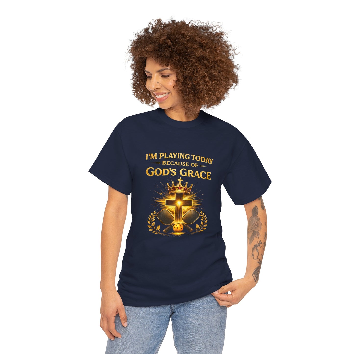 God’s Grace Tee — "I’m Playing Today Because of God’s Grace" Christian T-Shirt (Ephesians 2:8-10)