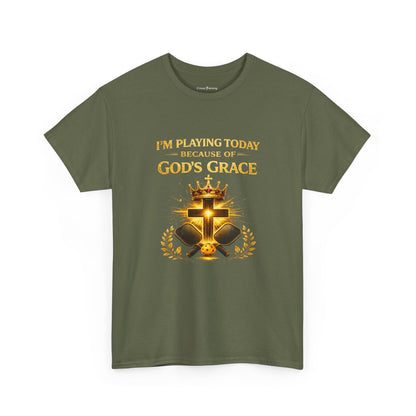 God’s Grace Tee — "I’m Playing Today Because of God’s Grace" Christian T-Shirt (Ephesians 2:8-10)
