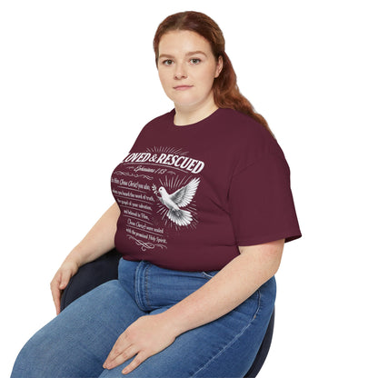 Loved & Rescued Tee — Ephesians 1:13 Christian Dove T‑Shirt