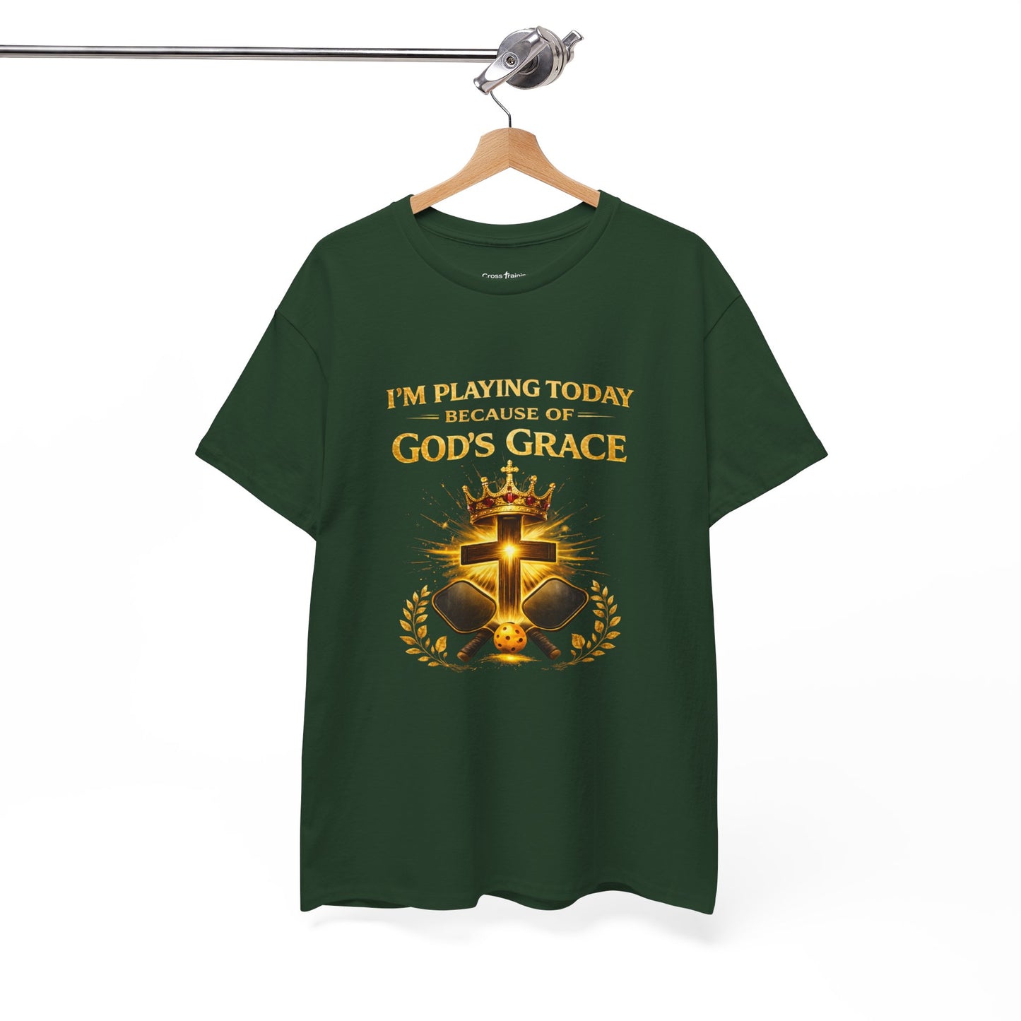 God’s Grace Tee — "I’m Playing Today Because of God’s Grace" Christian T-Shirt (Ephesians 2:8-10)