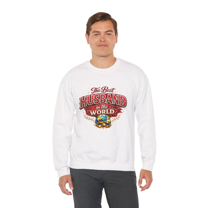 Crewneck Sweatshirt — "The Best Husband in the World" Vintage Globe Gift