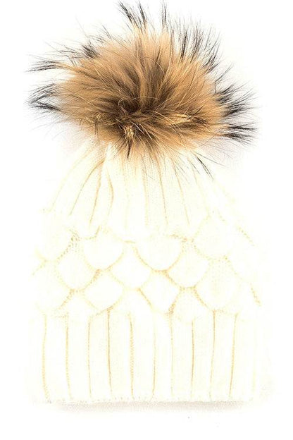Raccoon Fur Pineapple Knit Beanies