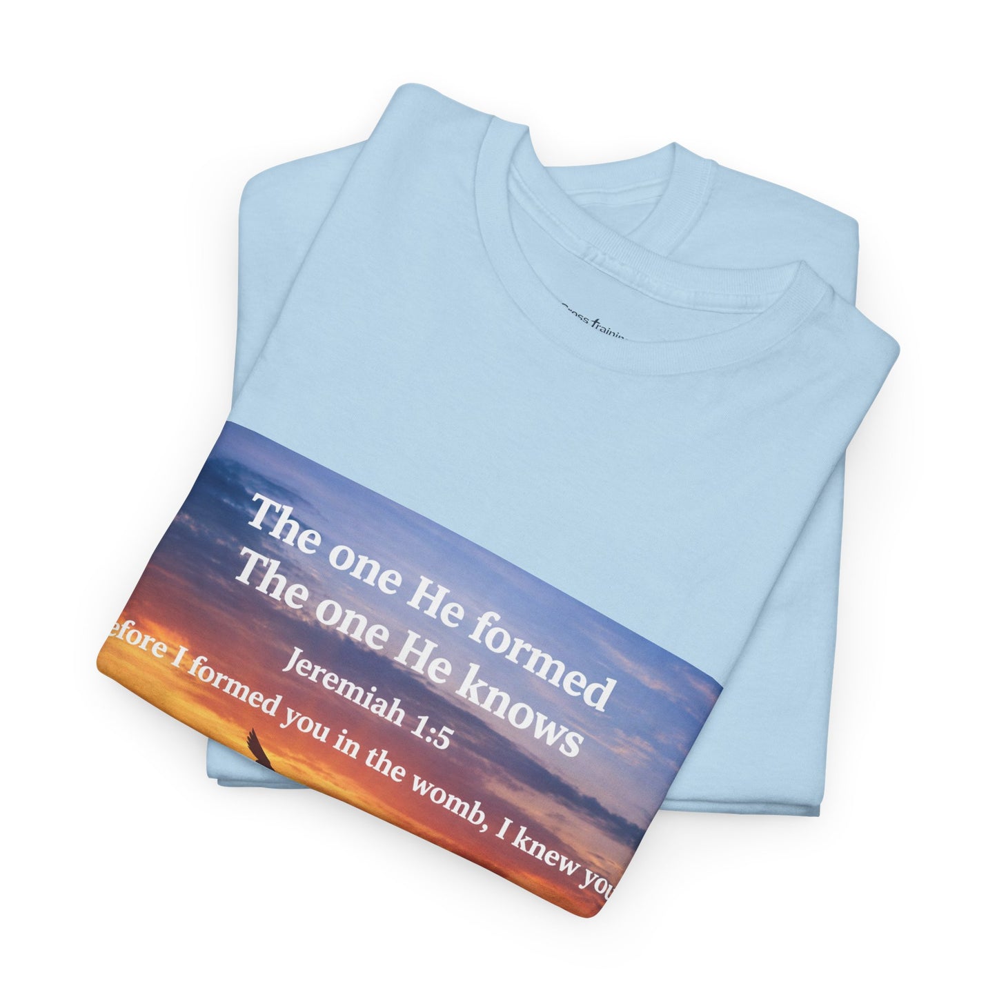 Christian Sunset T-Shirt — "Before I Formed You I Knew You" Scripture Tee