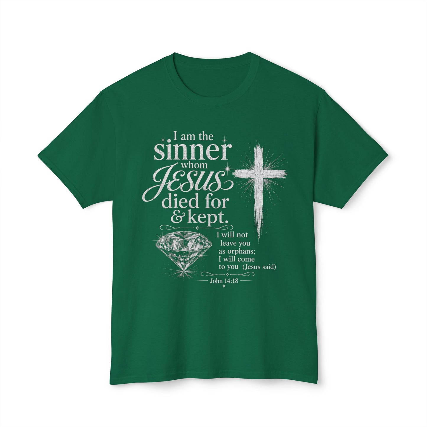 Christian Faith T-Shirt — "I am the sinner whom Jesus died for & kept" Pink Tee