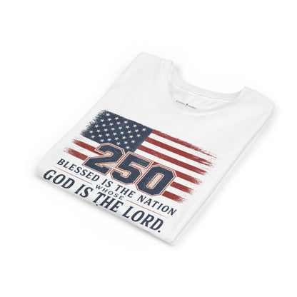 Youth Tee — 250th USA Celebration "Blessed Is the Nation" Patriotic T‑Shirt (1776–2026)