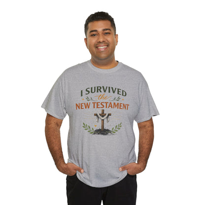 I Survived the New Testament T-Shirt — Christian Faith Cross Tee