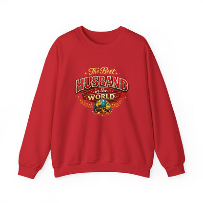 Crewneck Sweatshirt — "The Best Husband in the World" Vintage Globe Gift