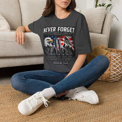 Never Forget 9/11 Memorial T-Shirt — American Flag & Eagle Tribute