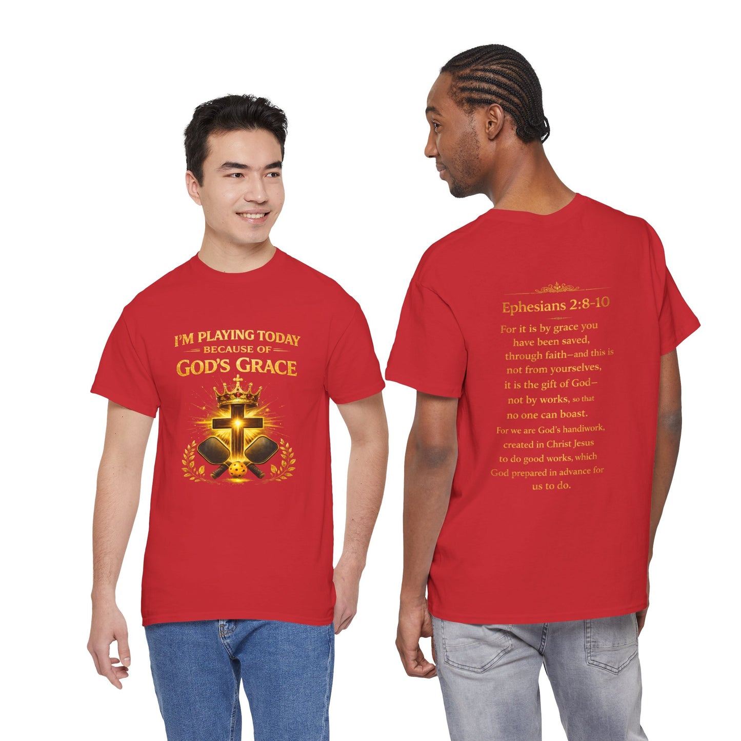 God’s Grace Tee — "I’m Playing Today Because of God’s Grace" Christian T-Shirt (Ephesians 2:8-10)