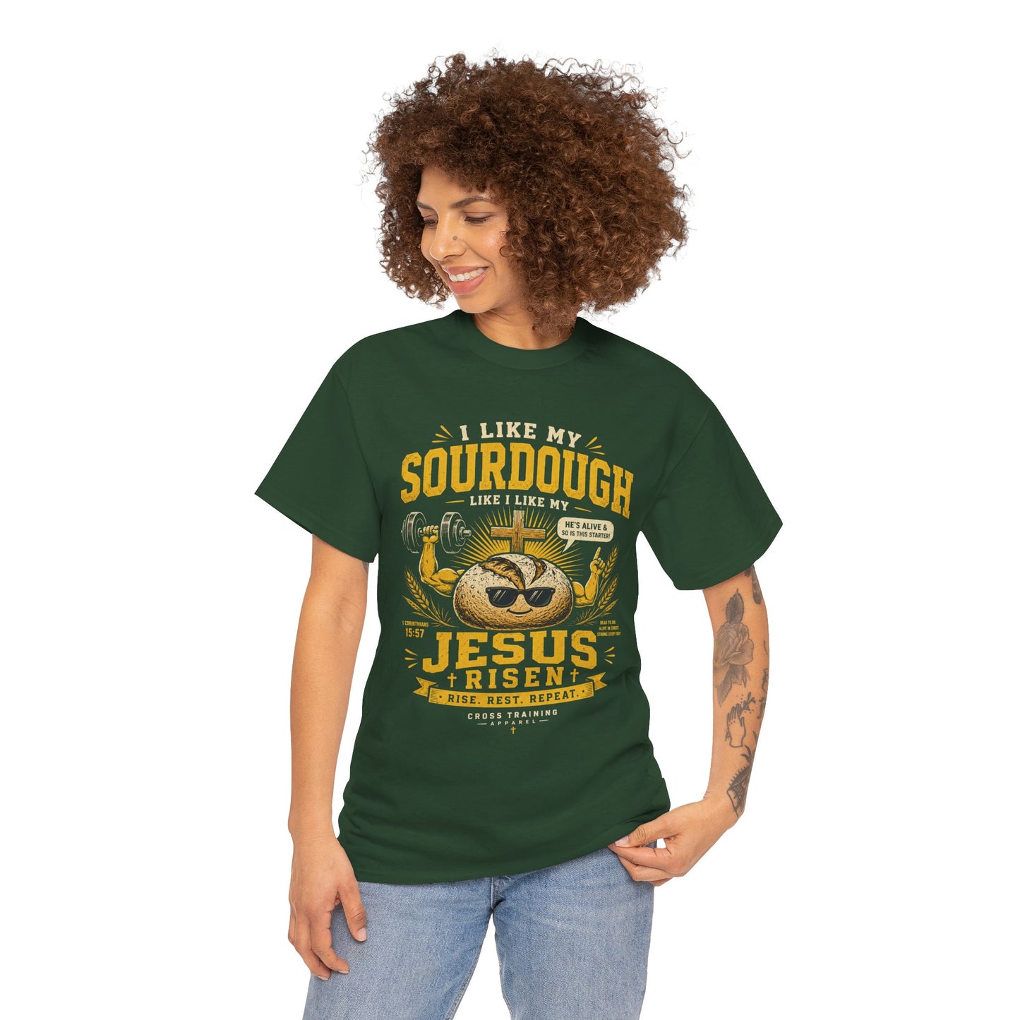 Jesus Is Risen Sourdough T-Shirt — Funny Christian Baking Tee