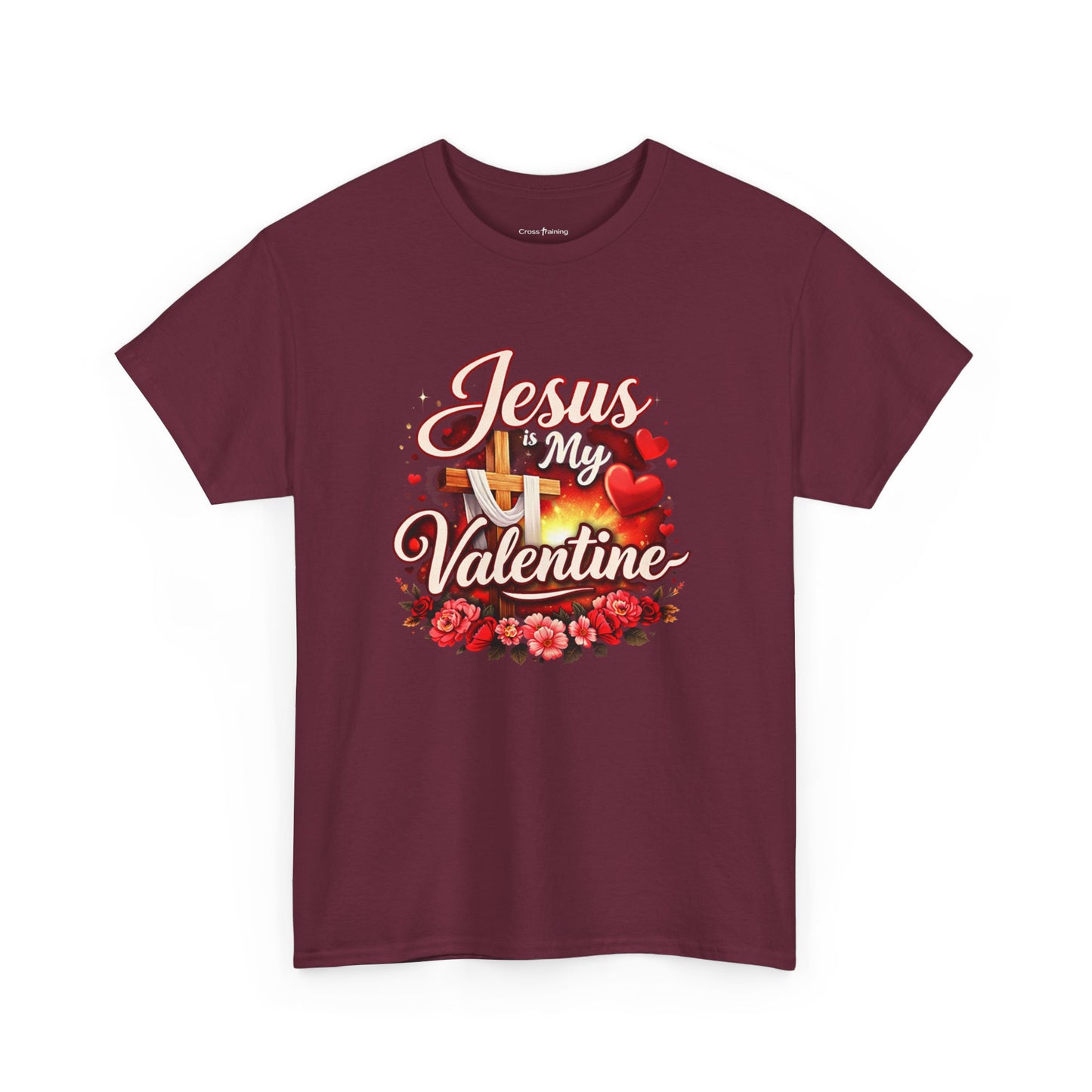 Jesus My Valentine T-Shirt — Christian Valentine Tee with Cross & Hearts