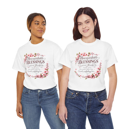 Blessings Floral T-Shirt — "Uncountable Blessings" Psalm 31 Faith Tee