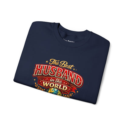 Crewneck Sweatshirt — "The Best Husband in the World" Vintage Globe Gift