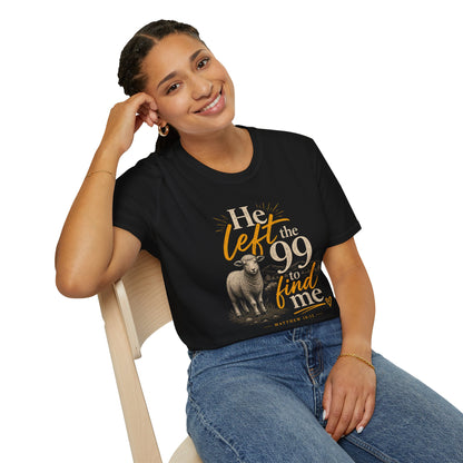 He Left the 99 T-Shirt — Christian Shepherd & Lamb Faith Tee