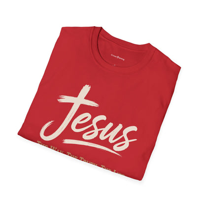 Jesus Script T‑Shirt — 'Jesus: The Way. The Truth. The Life.' Christian Faith Tee