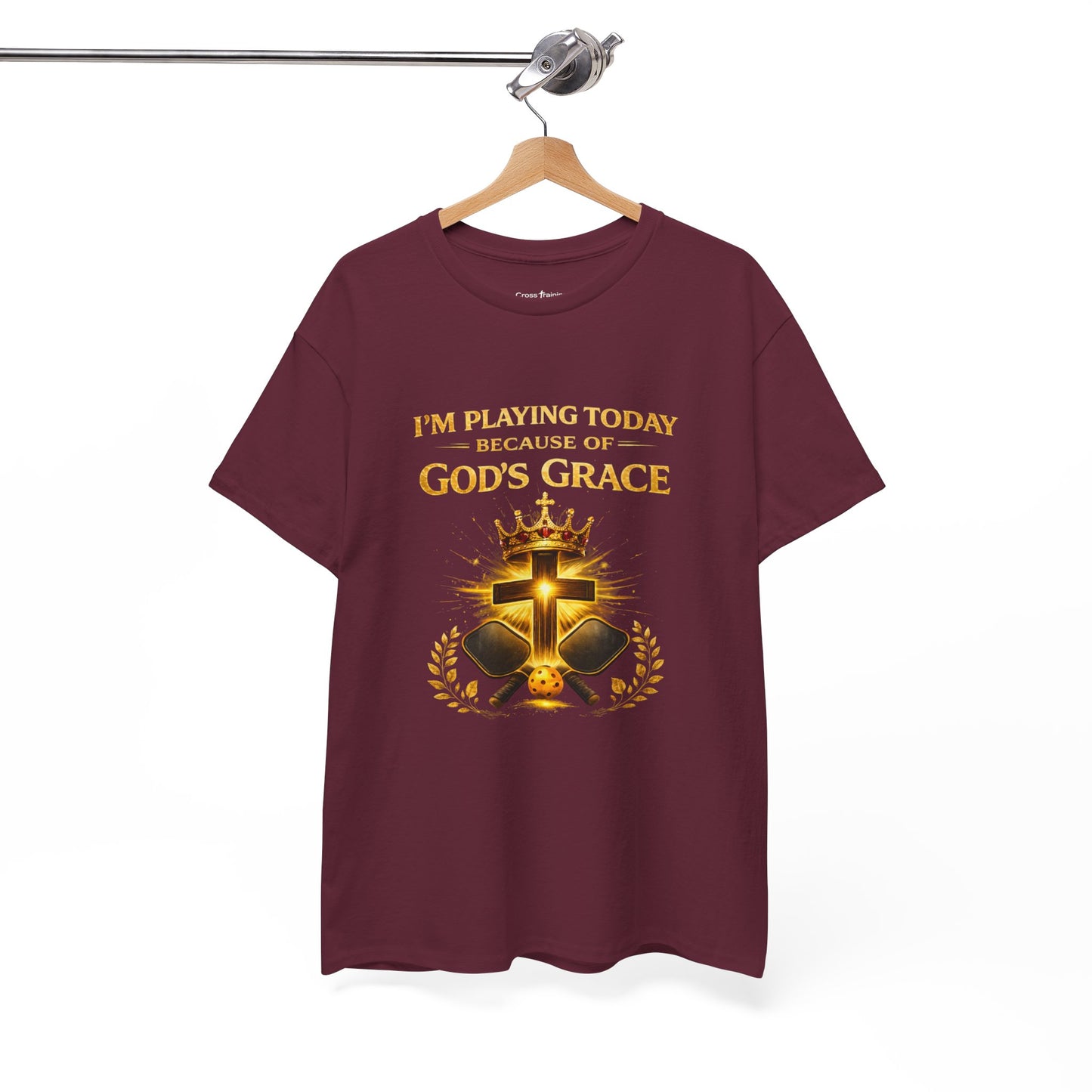 God’s Grace Tee — "I’m Playing Today Because of God’s Grace" Christian T-Shirt (Ephesians 2:8-10)