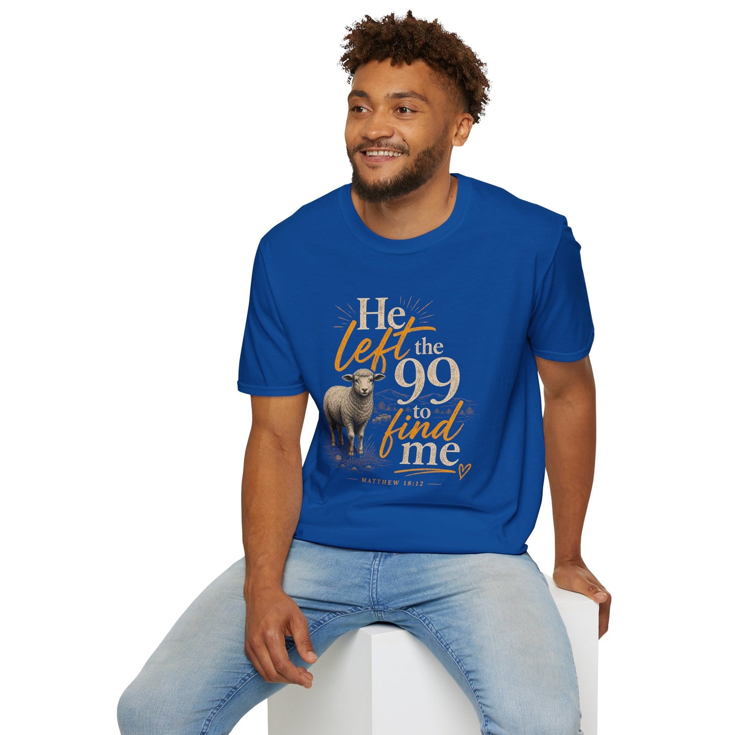 He Left the 99 T-Shirt — Christian Shepherd & Lamb Faith Tee