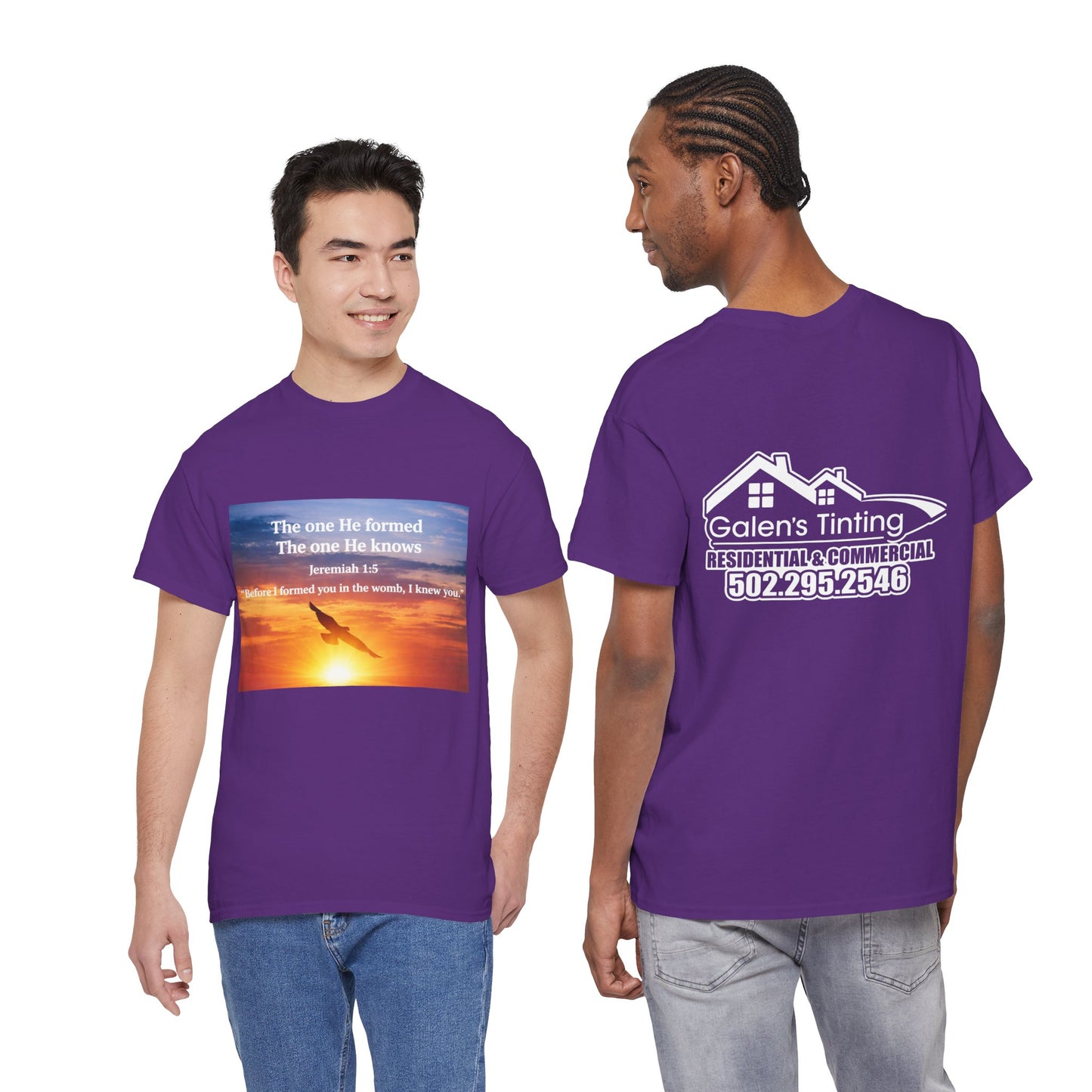 Christian Sunset T-Shirt — "Before I Formed You I Knew You" Scripture Tee