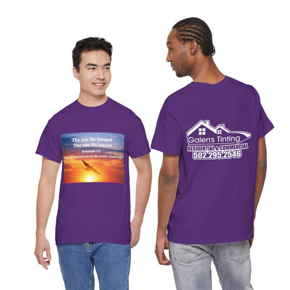 Christian Sunset T-Shirt — "Before I Formed You I Knew You" Scripture Tee