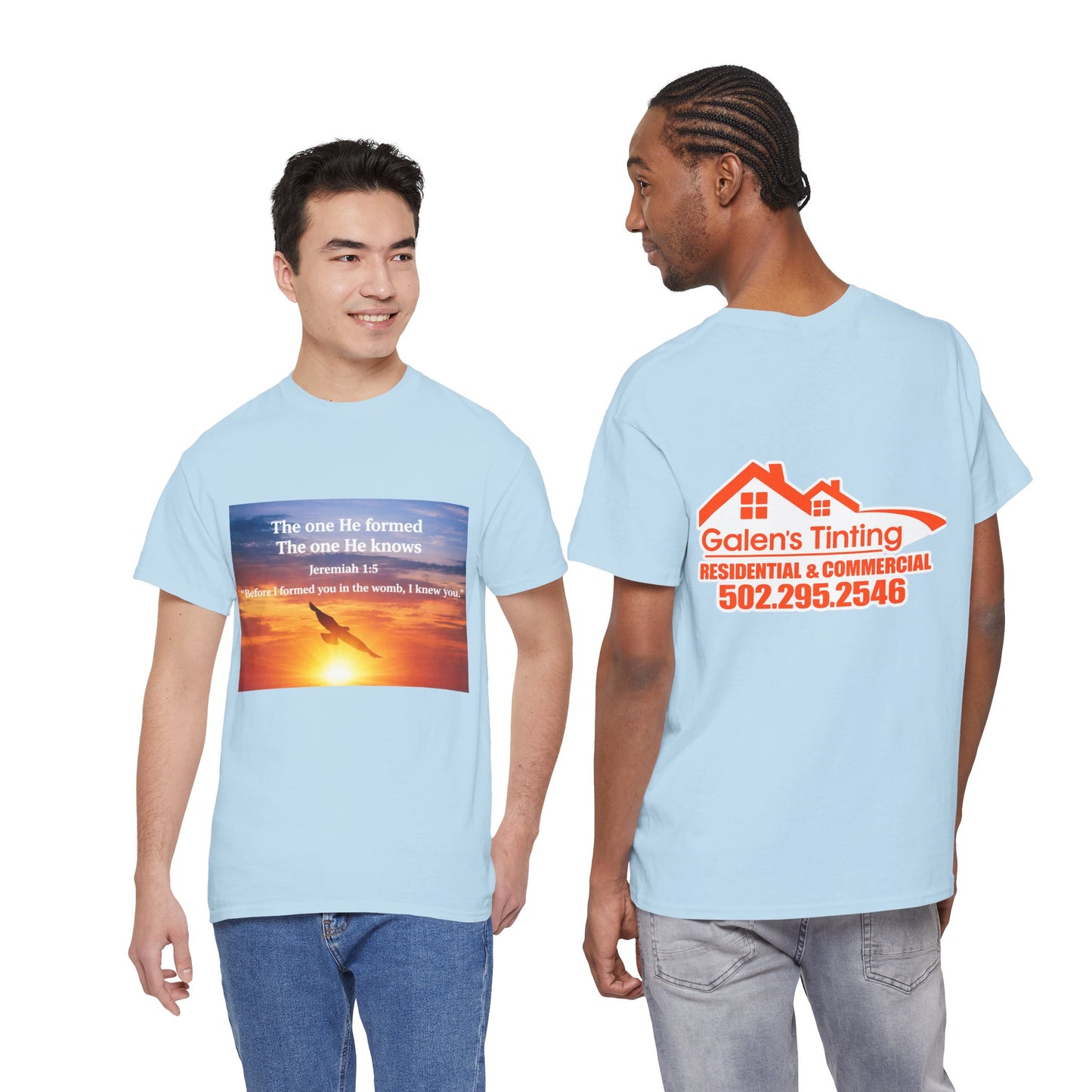 Christian Sunset T-Shirt — "Before I Formed You I Knew You" Scripture Tee