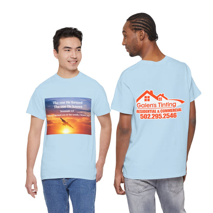 Christian Sunset T-Shirt — "Before I Formed You I Knew You" Scripture Tee