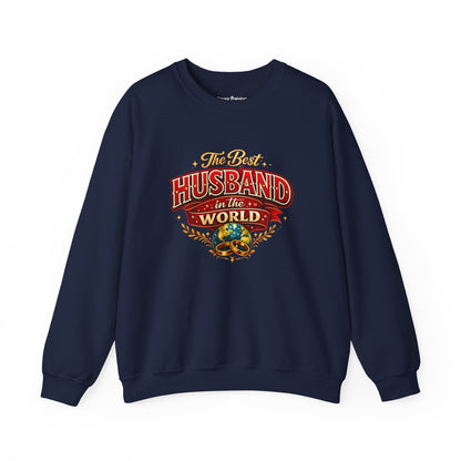 Crewneck Sweatshirt — "The Best Husband in the World" Vintage Globe Gift