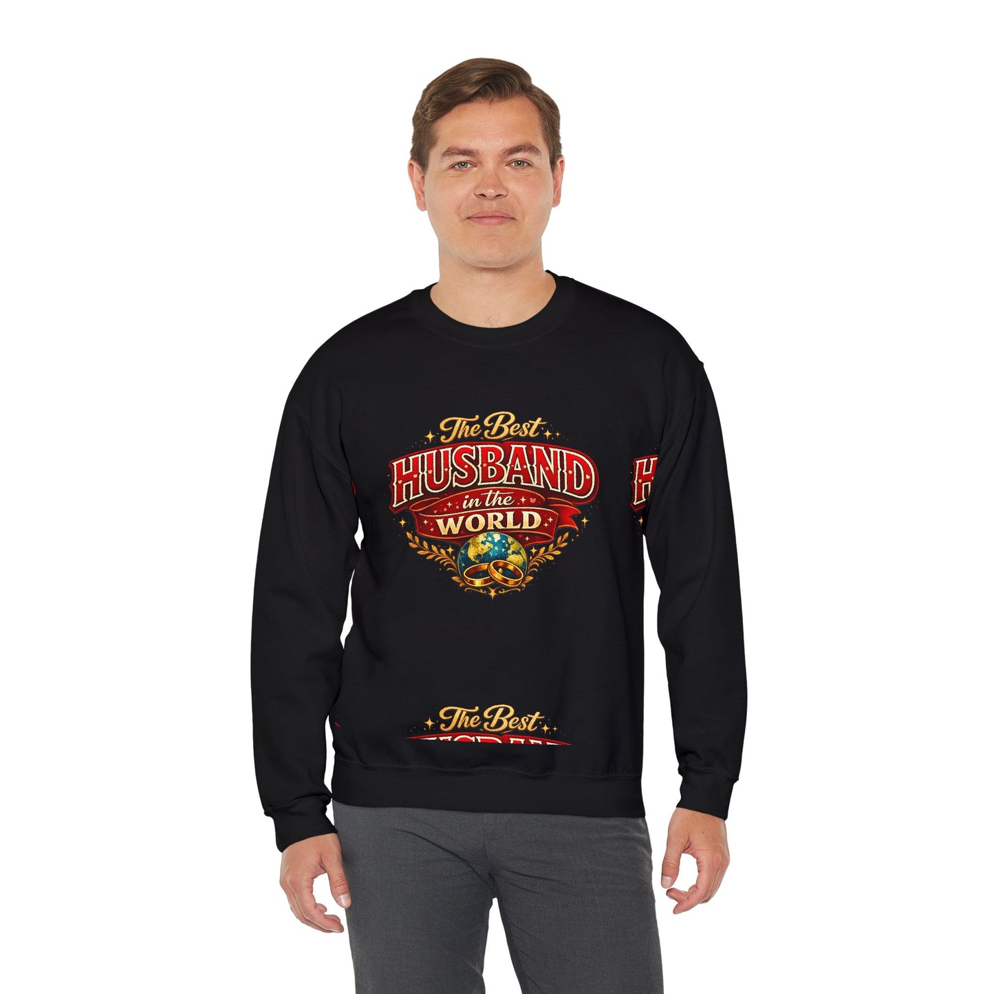 Crewneck Sweatshirt — "The Best Husband in the World" Vintage Globe Gift