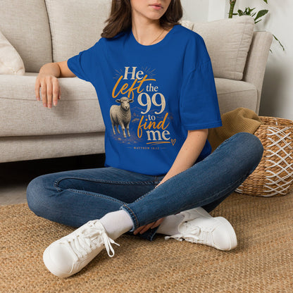 He Left the 99 T-Shirt — Christian Shepherd & Lamb Faith Tee