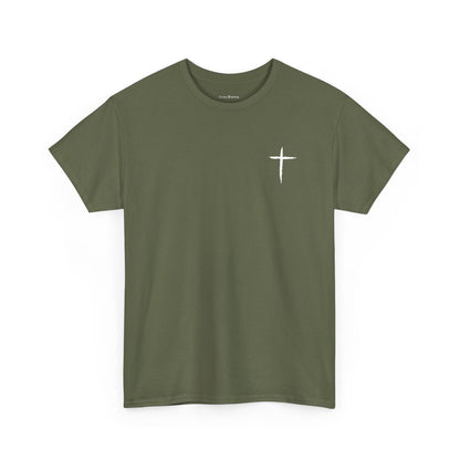 Christian Cross Tee — "May Heavenly Things Constantly Interrupt Our Earthly Things" Inspirational T‑Shirt
