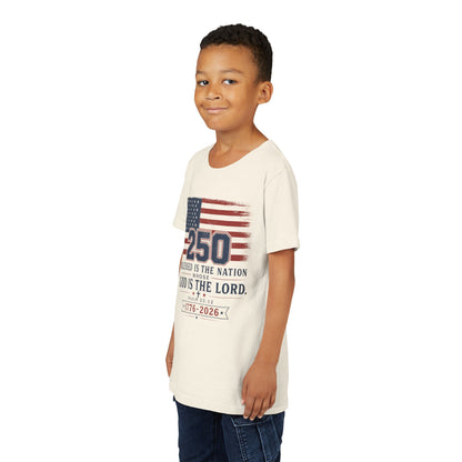 Youth Tee — 250th USA Celebration "Blessed Is the Nation" Patriotic T‑Shirt (1776–2026)