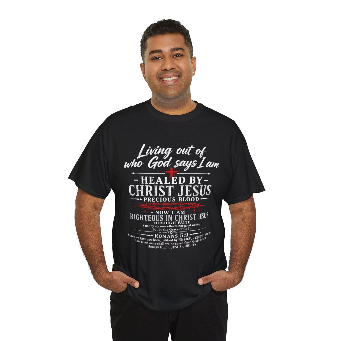 Christian Faith T-Shirt — "Living Out of Who God Says I Am" Inspirational Tee